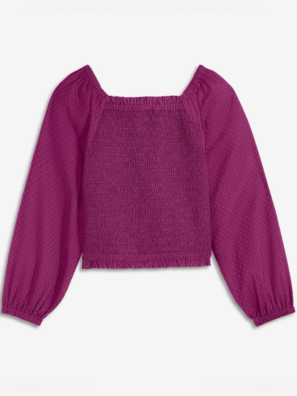 Epic Threads  Girls' Dobby Smocked Top in Cranberry Rose, Size 10/12--Medium